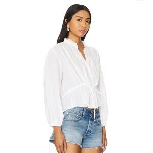 NWOT Free People White Eyelet Detail Blouse - M